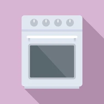 Front convection oven icon flat . Electric kitchen stove Stock Illustration