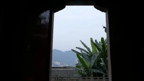Front of courtyard and plantain tree of Huguang guild hall in Chongqing Video stock 124168233