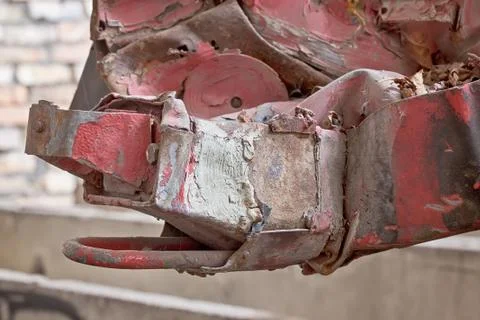 Front of the crashed red car Stock Photos