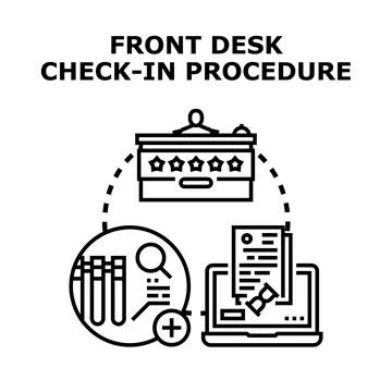 Front desk check in procedure concept illustration Stock-Illustration