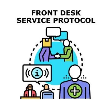 Front desk service protocol concept illustration Stock Illustration