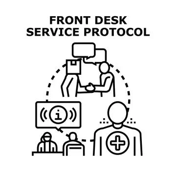 Front desk service protocol concept illustration Stock Illustration
