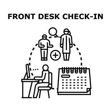 Front desk staff checking in new clients Stock-Illustration