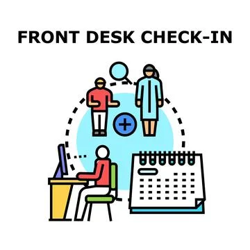 Front desk staff checking in new clients Stock-Illustration