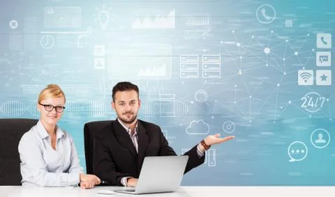 Front desk work with workflow concept Foto stock