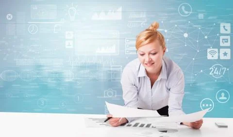 Front desk work with workflow concept Foto stock