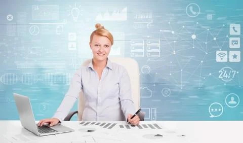 Front desk work with workflow concept Foto stock
