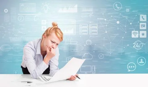 Front desk work with workflow concept Foto stock