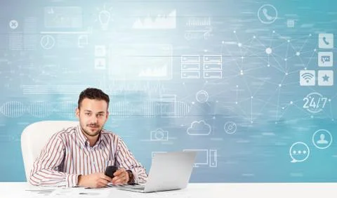Front desk work with workflow concept Foto stock