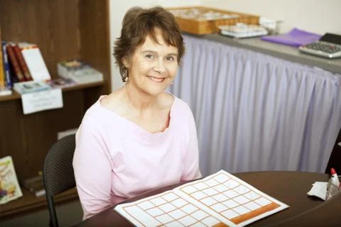 Front Desk Worker Foto stock
