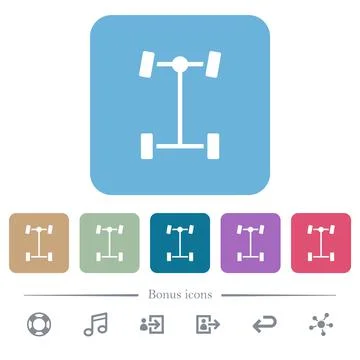 Front differential flat icons on color rounded square backgrounds Stock Illustration