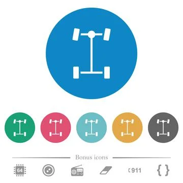 Front differential flat round icons Stock Illustration