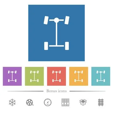 Front differential flat white icons in square backgrounds Stock Illustration