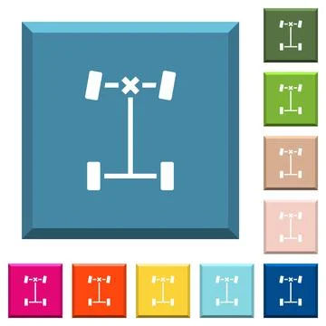 Front differential lock white icons on edged square buttons Stock Illustration