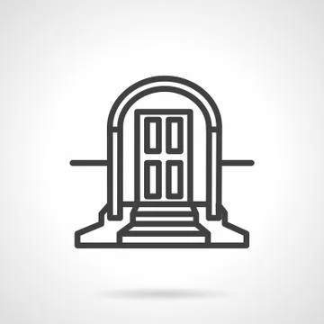 Front door with arch simple line vector icon Stock Illustration