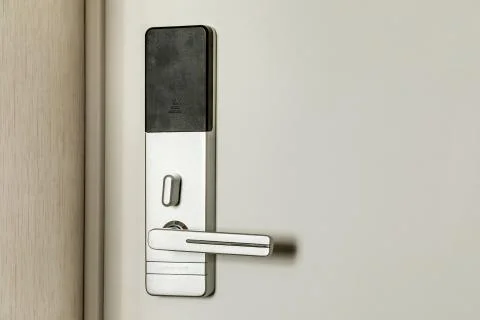 The front door with a door handle Stock Photos