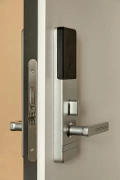 The front door with a door handle Stock Photos
