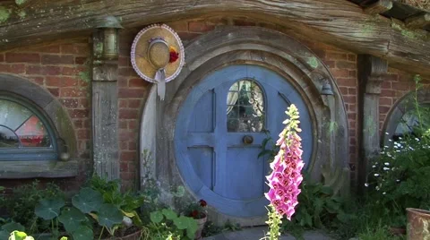Front door of a Hobbit House Stock-Footage 45305818