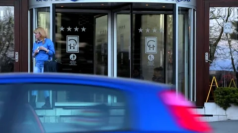 Front door of the hotel 库存影片 76442329