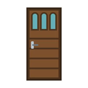 Front door to house icon, flat style Stock Illustration
