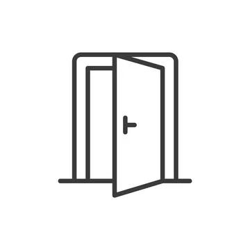 Front door, icon in line design. Door, entrance, home, welcome, modern, house 스톡 일러스트