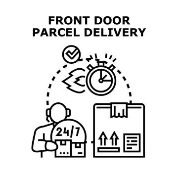 Front door parcel delivery service concept Stock Illustration