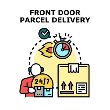 Front door parcel delivery service concept Stock Illustration