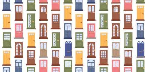 Front door pattern. Hand drawn sketch house background, cute home doorway Stock Illustration