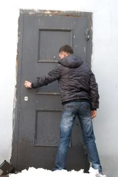 In front of the door Stock Photos