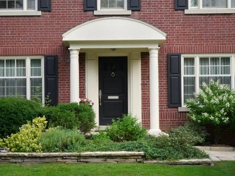 Front door with portico Foto stock