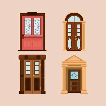 Front door set Stock Illustration