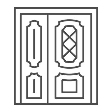 Front door thin line icon, interior design concept, main entrance vector sign on Stock Illustration