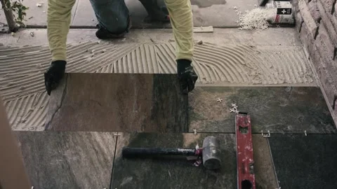 Front Door Tile Installation Stock Footage 288663533
