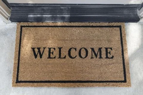 Front Door Welcome Mat Stock Photos