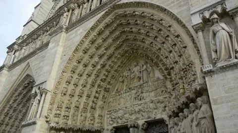 Front doors of notre dame of paris Stock Footage 14831183