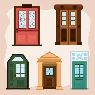 Front doors set Stock Illustration