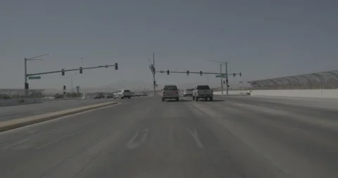 Front driving plate - Highway 15 at Silverado Ranch Boulevard, Las Vegas Stock Footage 294538005