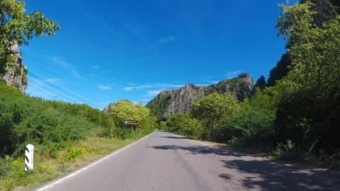 Front Driving Plate : Main Road In Khao Sam Roi Yot National Park , Thailand Video stock 92623002