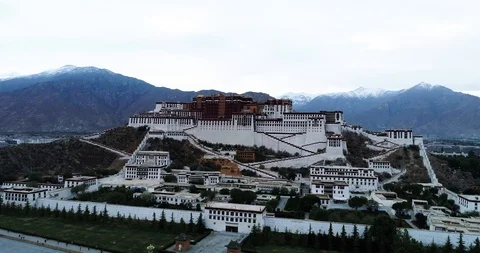 Front drone flight view of Potala Palace in Lhasa Tibet Stock Footage 93055020