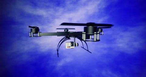 Front of Drone Flying with Sky Background Stock Footage