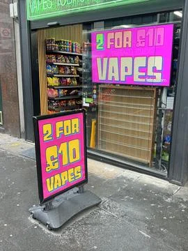 Front of a e-smoke and vape shop Stock Photos