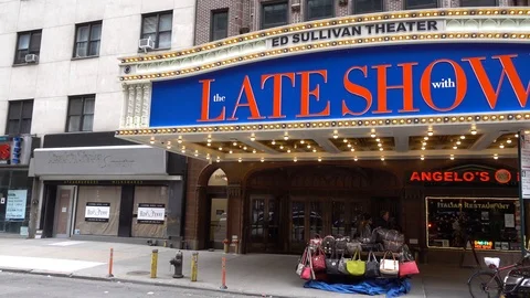 In Front of the Ed Sullivan Theatre Stock Footage 87764190