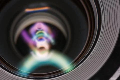 Front element of a camera lens Stock Photos