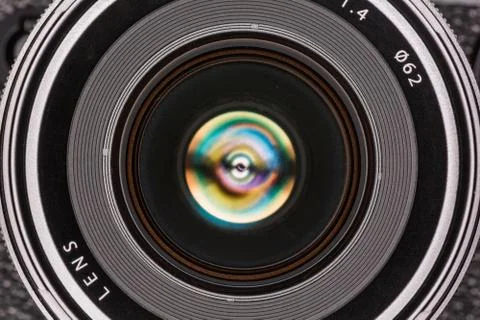 Front element of a camera lens Stock Photos