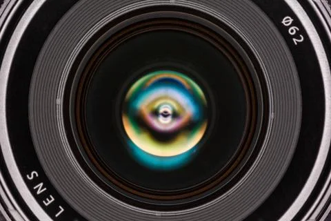 Front element of a camera lens Foto stock