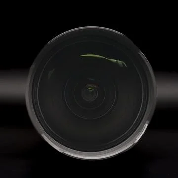 Front Element of a wide-angle lens on a black background Foto stock