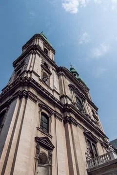 Front elevation of Church of the Assumption of the Blessed Virgin Mary Stock Photos