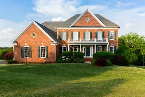 Front elevation large single family home Stock Photos