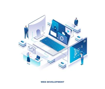 Front-end and back-end isometric Stock Illustration