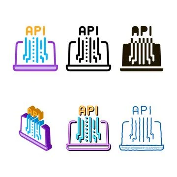 Front end api icon multipack vector outline Stock Illustration
